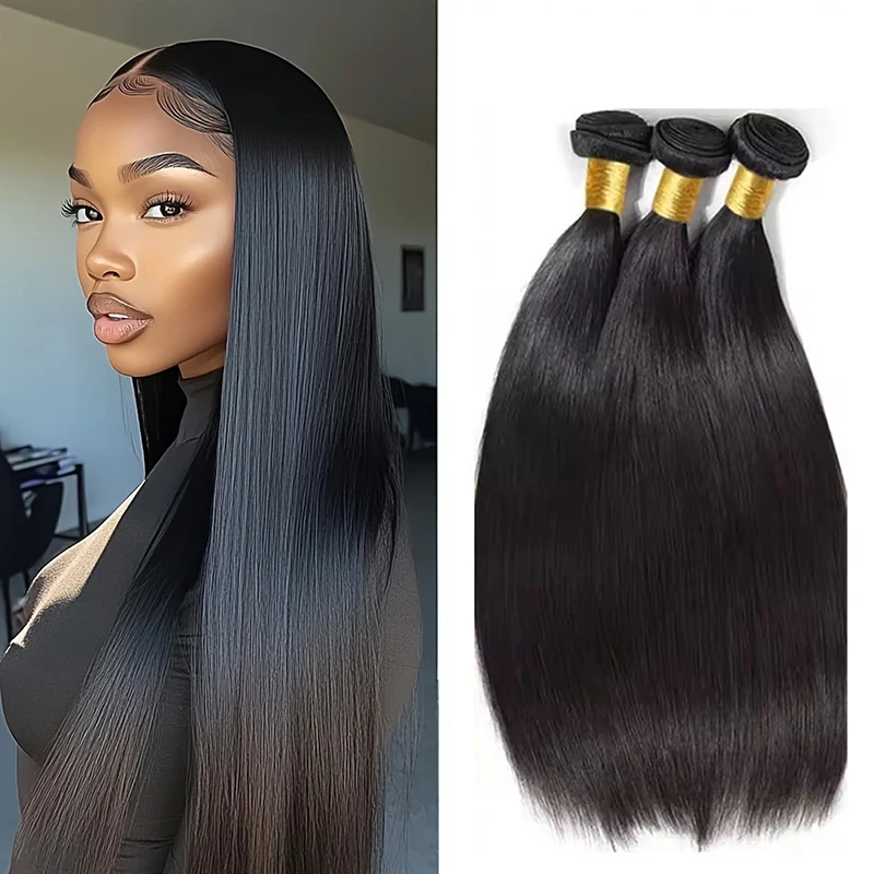 

8-30 Inch Extension Wig 3Pcs Straight Bundles Hair Wig 100% Indian Remy Hair Wig Natural Color Bone Straight Hair Wig For Women