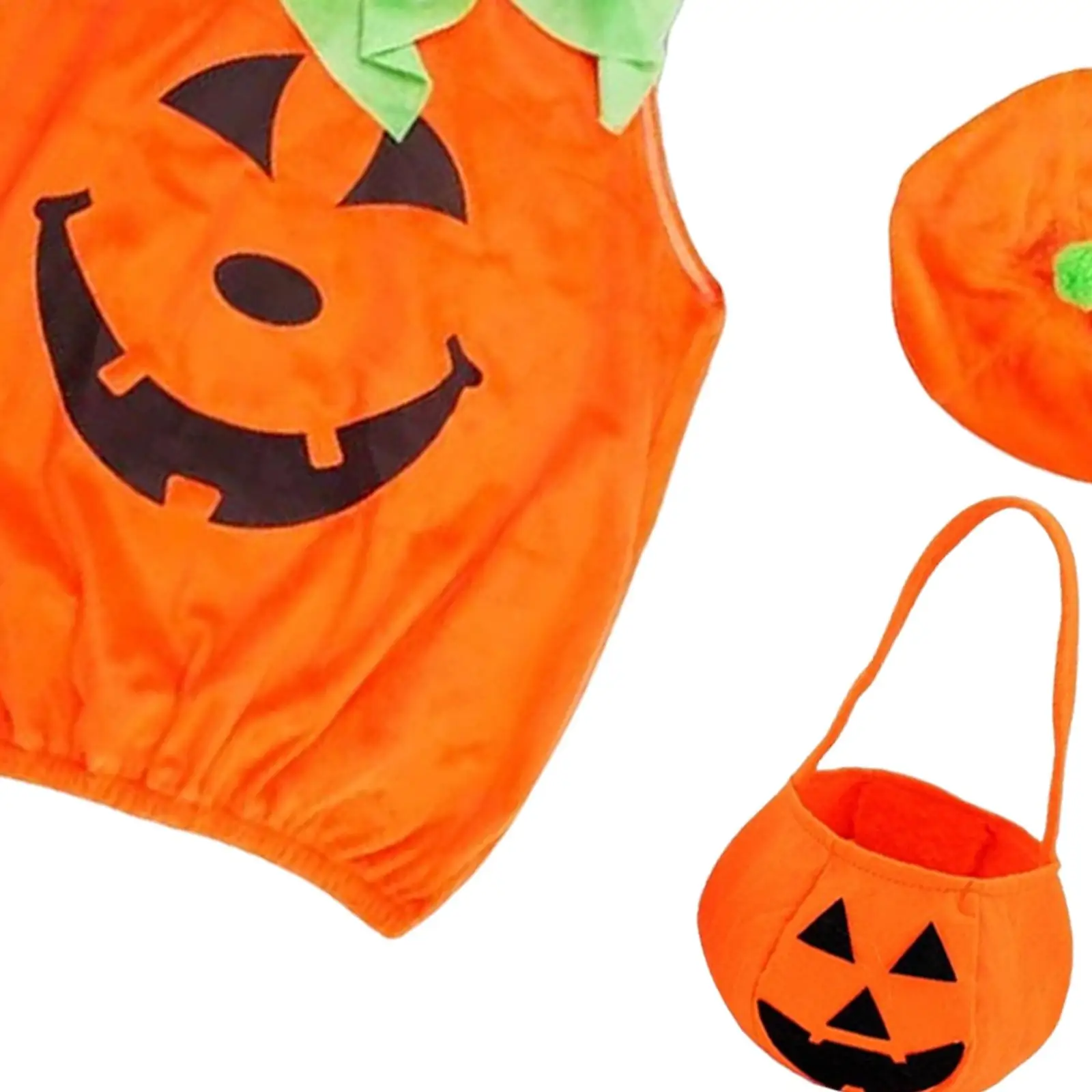 Disfraz de calabaza de Halloween para bebé, cómodo, ligero, lindo con sombrero para juego de rol de Halloween, accesorios de vestir de Carnaval