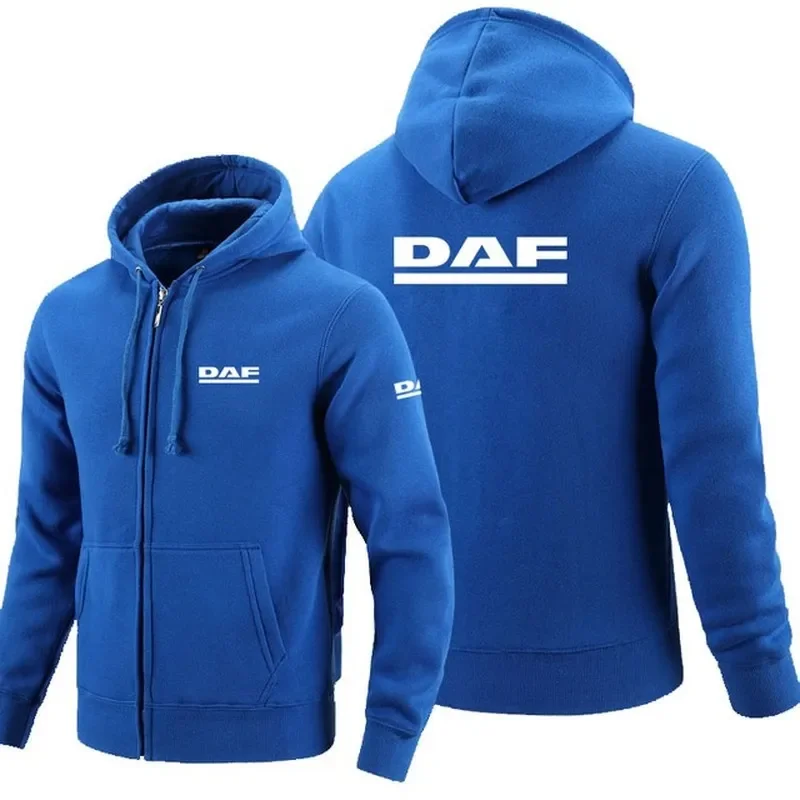 2023 NEW DAF logo zipper Sweatshirt Men Zipper Hoodies Autumn Hoodie Winter Long Fashion Casual Clothes