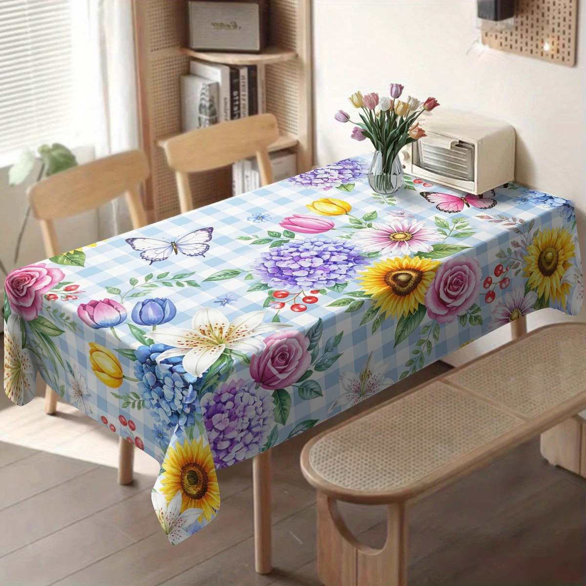 Artistic Jellyfish Pattern Polyester Tablecloth - Decorative Dining Table Cover, Stylish Ocean Themed Home Table Decoration
