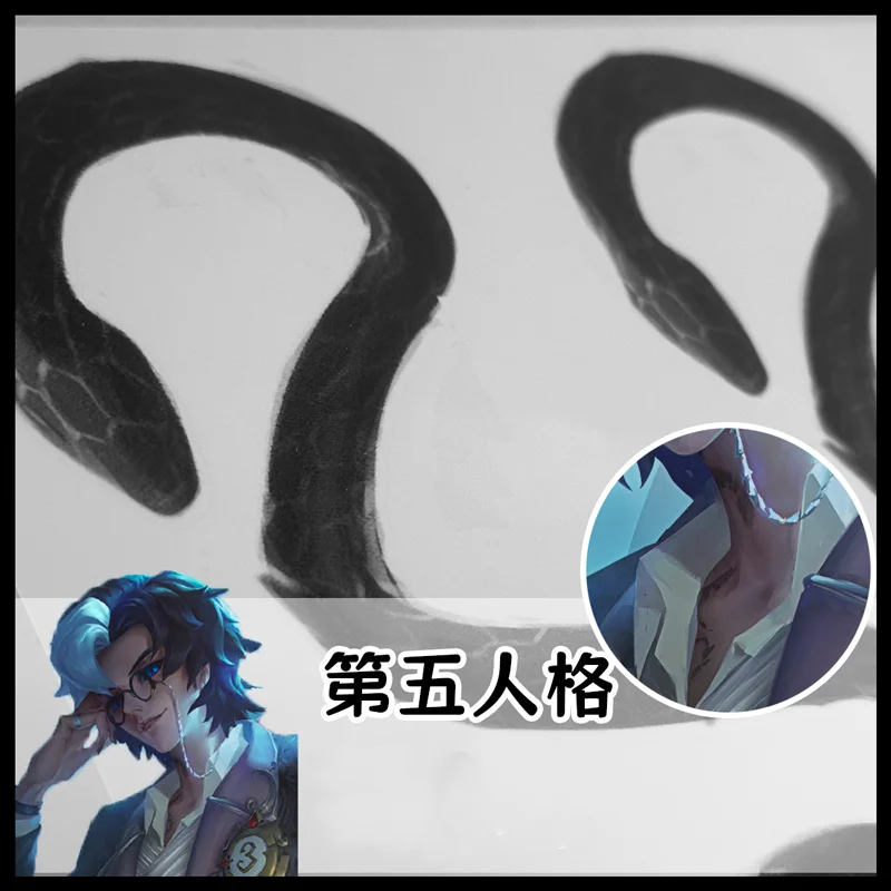 

Игровая идентичность ужасов V фотограф Джозеф реквизит для косплея мужчины женщины черная змея татуировка наклейка Хэллоуин вечерние карнавал Рождество