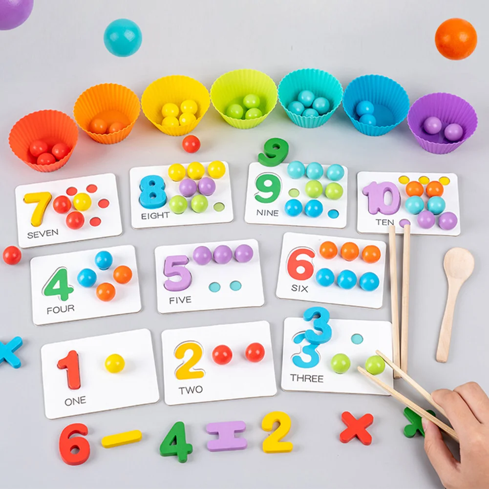Wood Montessori Arithmetic Math Toy Set Preschool Math Education Toys Baby Math Teaching Toy Daily Number Match Toy for Children