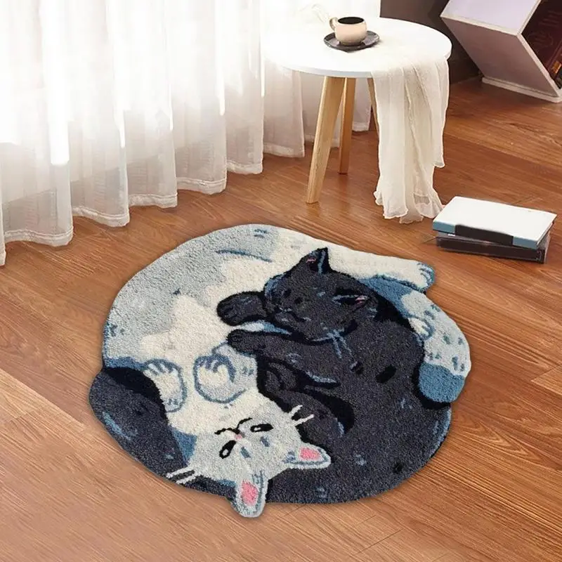 Cute Bath Mat Hugging Cat Pattern Bath Mat For Bathroom Floor Funny Machine Wash Water Absorbent Thick Shower Rug With Non-Slip