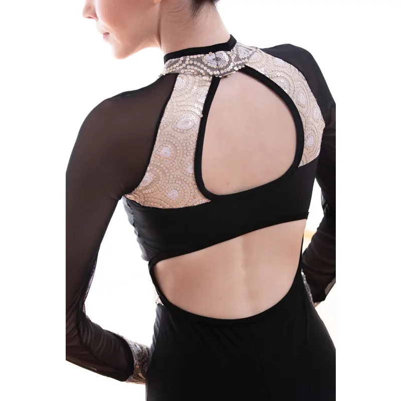 18705 긴 소매 검은 댄스 의상 소녀와 여성 서정적이고 현대적인 댄스 의상 발레 드레스