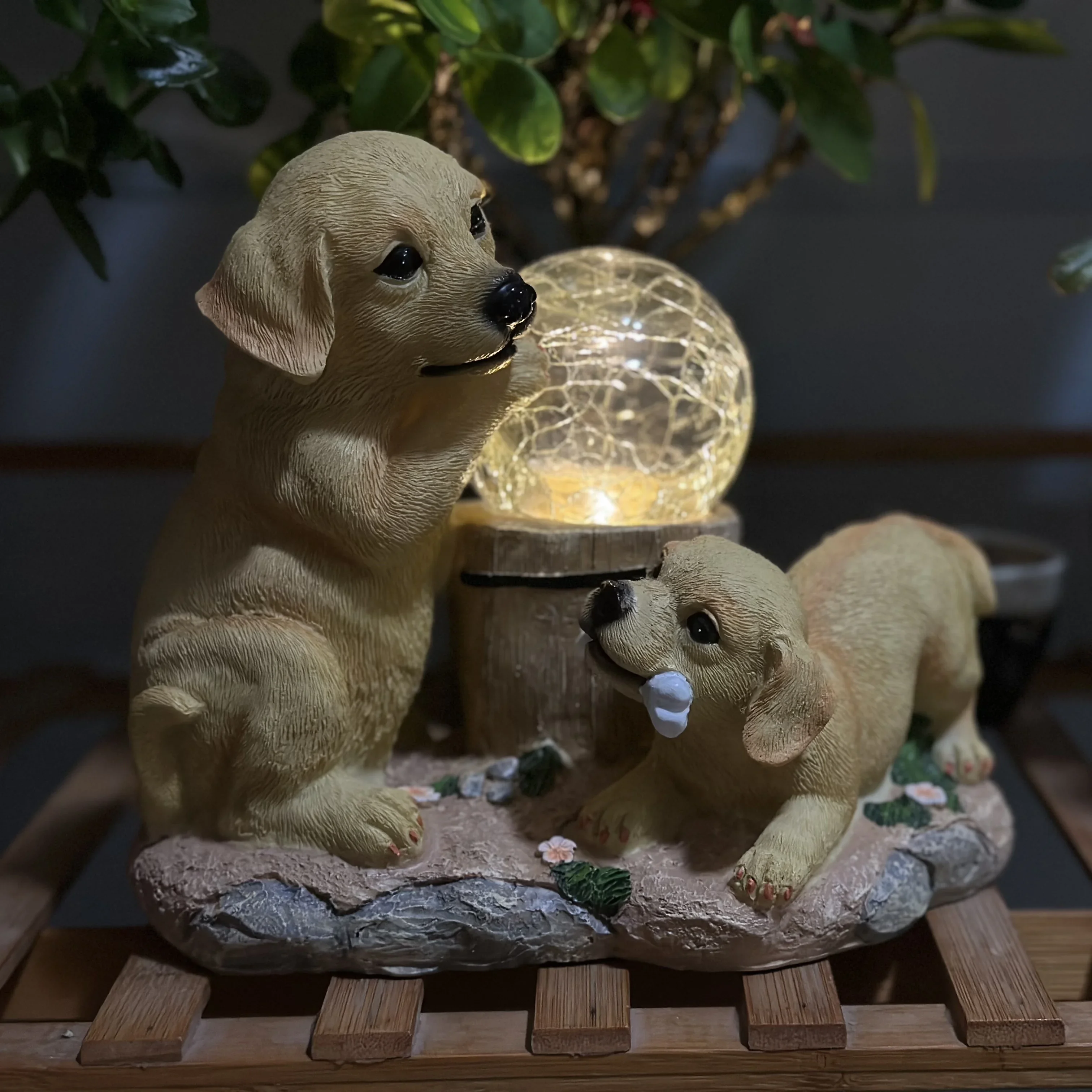 1szt Solar Luminous Glow In Dark Dog Pet Garden Statue Resin Pet Memorial Sculpture For Yard Patio Trawnik Balcony Decor