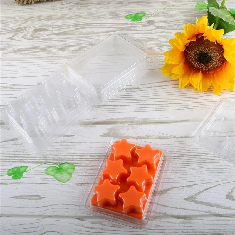 

ABLK Wax Melt Containers-6 Cavity Clear Empty Plastic Wax Melt Molds-50 Packs Pentacle Shape Clamshells For Tarts Wax Melts Dura