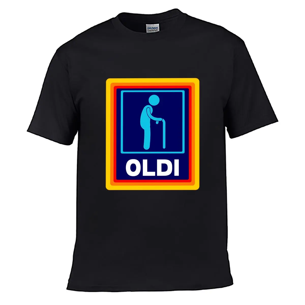 OLDI Elderly Care Icon Street Distressed Washed Loose Simple Tee