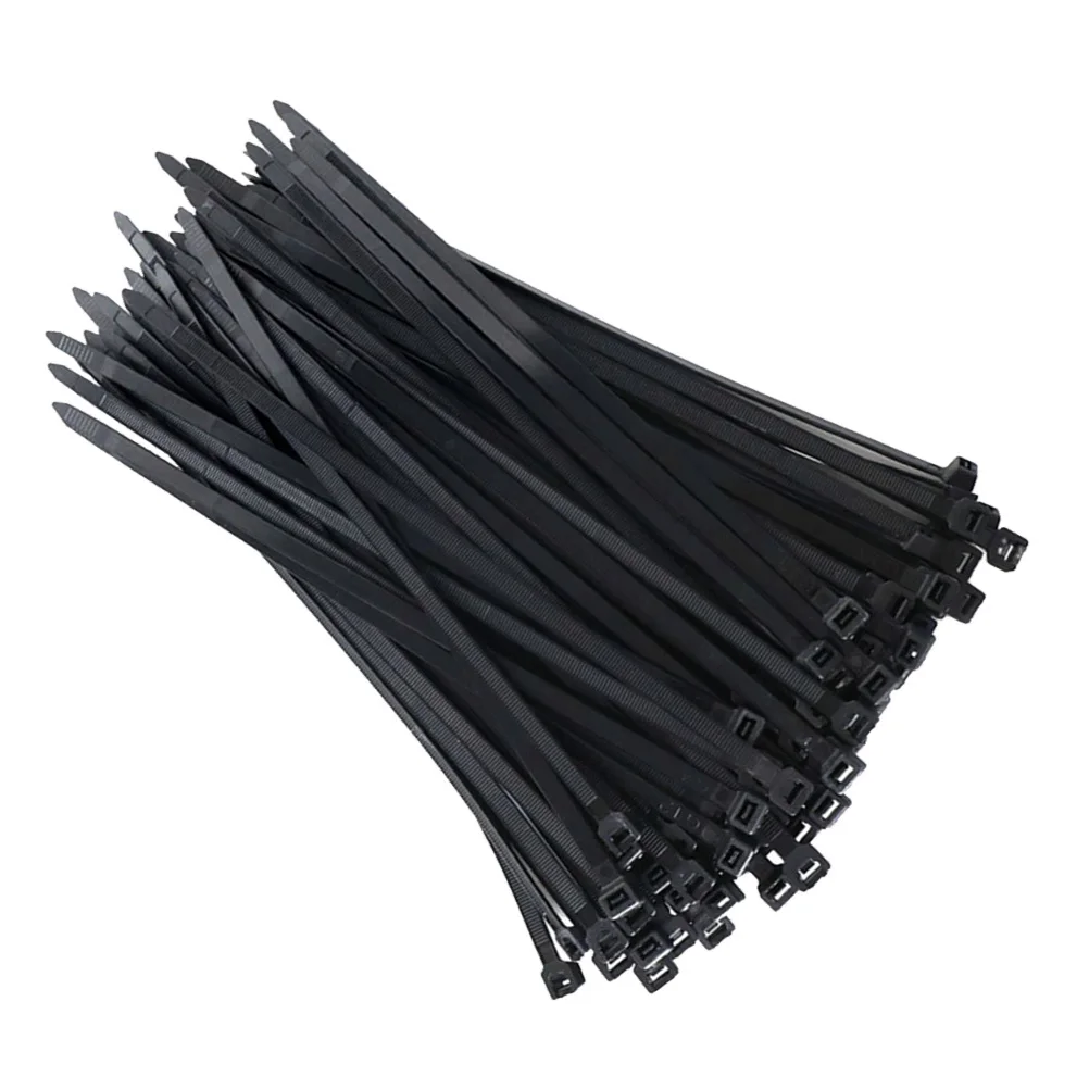 250 قطعة من ربطات الكابلات السوداء شديدة التحمل ذات القوة الصناعية ربطات كابل ذاتية القفل لمنظم إدارة سلك الأسلاك #4
