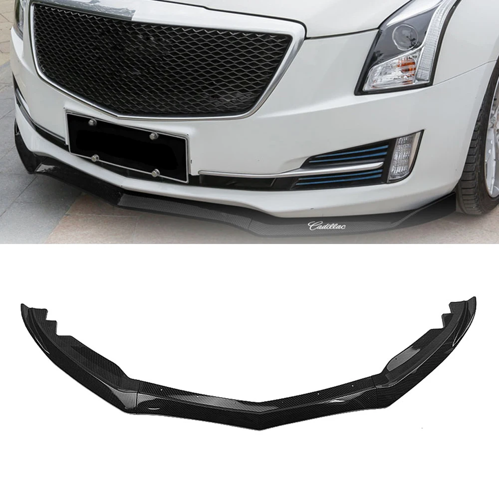 

Front Bumper Spoiler Lip For Cadillac ATS 2015 2016 2017 2018 Carbon Fiber Look/Gloss Black Lower Guard Plate Blade Splitter Kit