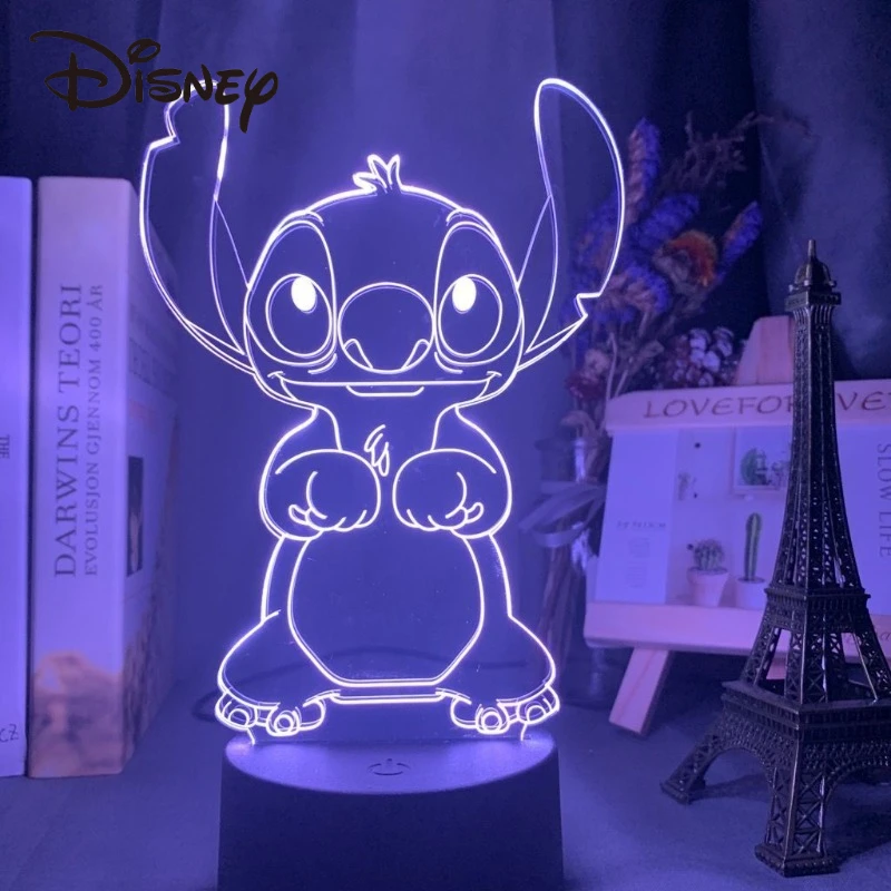Lilo y Stitch Disney luz nocturna remota Kawaii dibujos animados Anime impreso accesorios lámpara de escritorio para dormir dormitorio atmósfera luz regalo