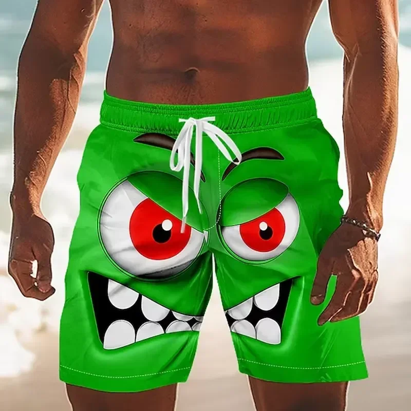 Shorts Comfortable Breathable Casual 2026 New Fashion 3D Print Board Shorts Mens Funny Face Graphic Quick Dry Swim Trunks Y2k