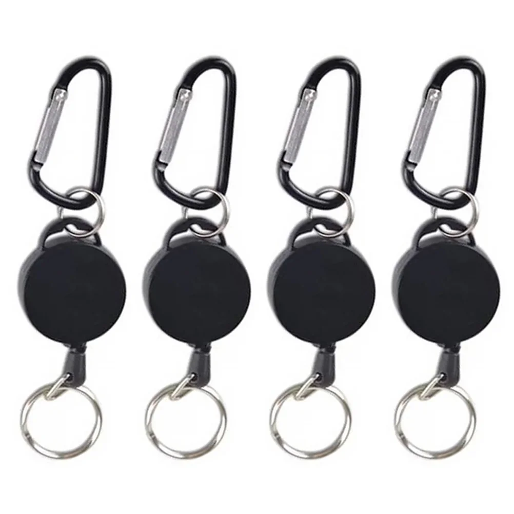 

Outdoor Carabiner Key Chains Telescopic Easy Pull Button Anti-lost Carabiners Elasticity Fob