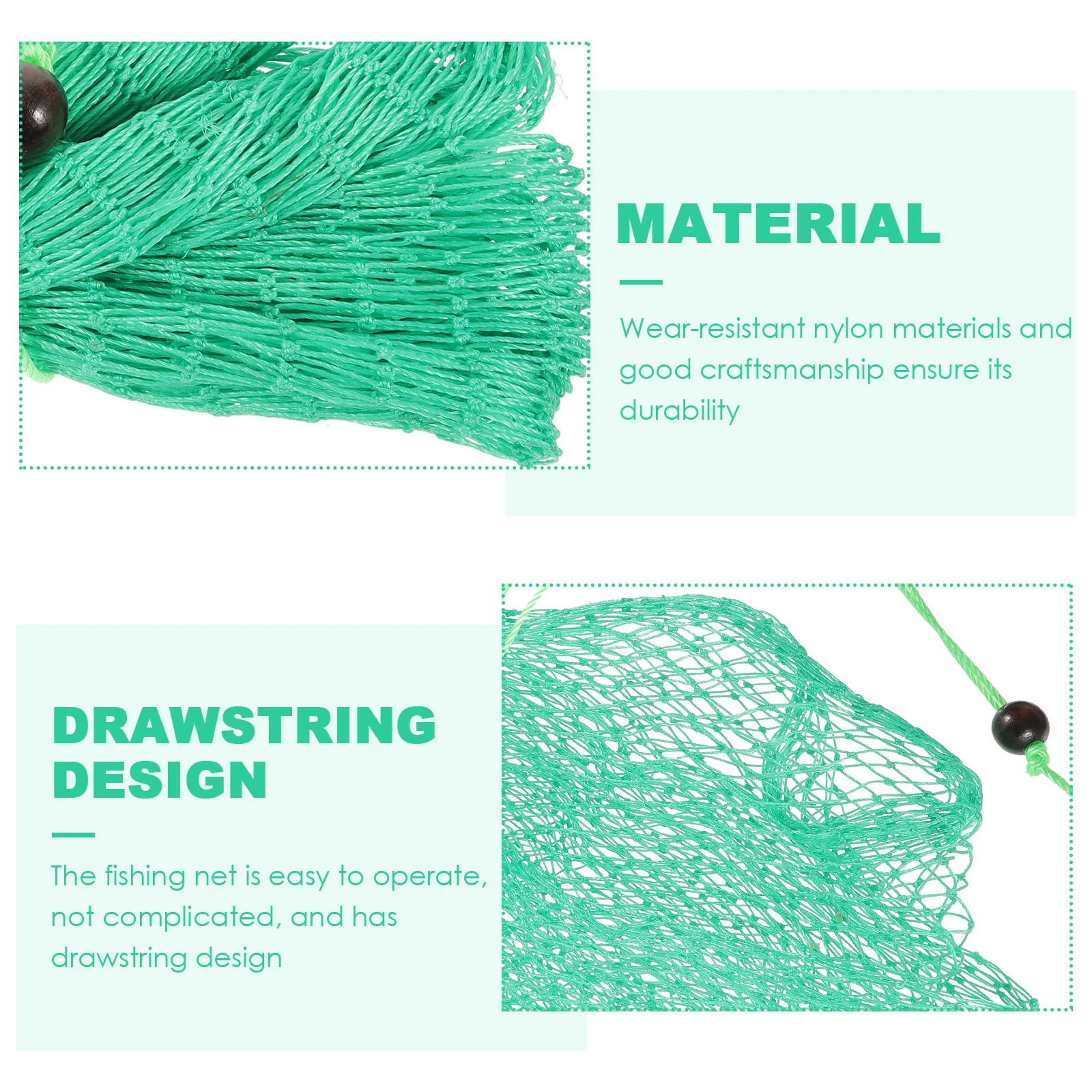 ارتداء مقاومة النايلون الصيد صافي المحمولة الرباط الأسماك اصطياد حقيبة سعة كبيرة الأسماك تخزين صافي شباك الصيد