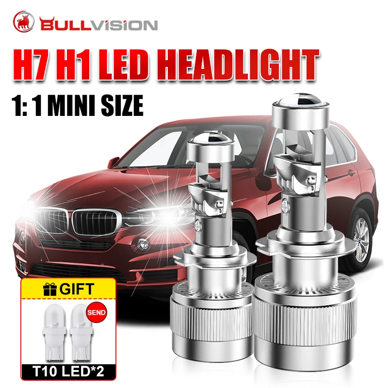 

Bullvision Bi Led H4 H7 Projector Lens H11 9005 HB3 9006 HB4 H8 H9 High Low Beam 7055 CSP Chip Car Headlight Bulbs LHD Mini Lens