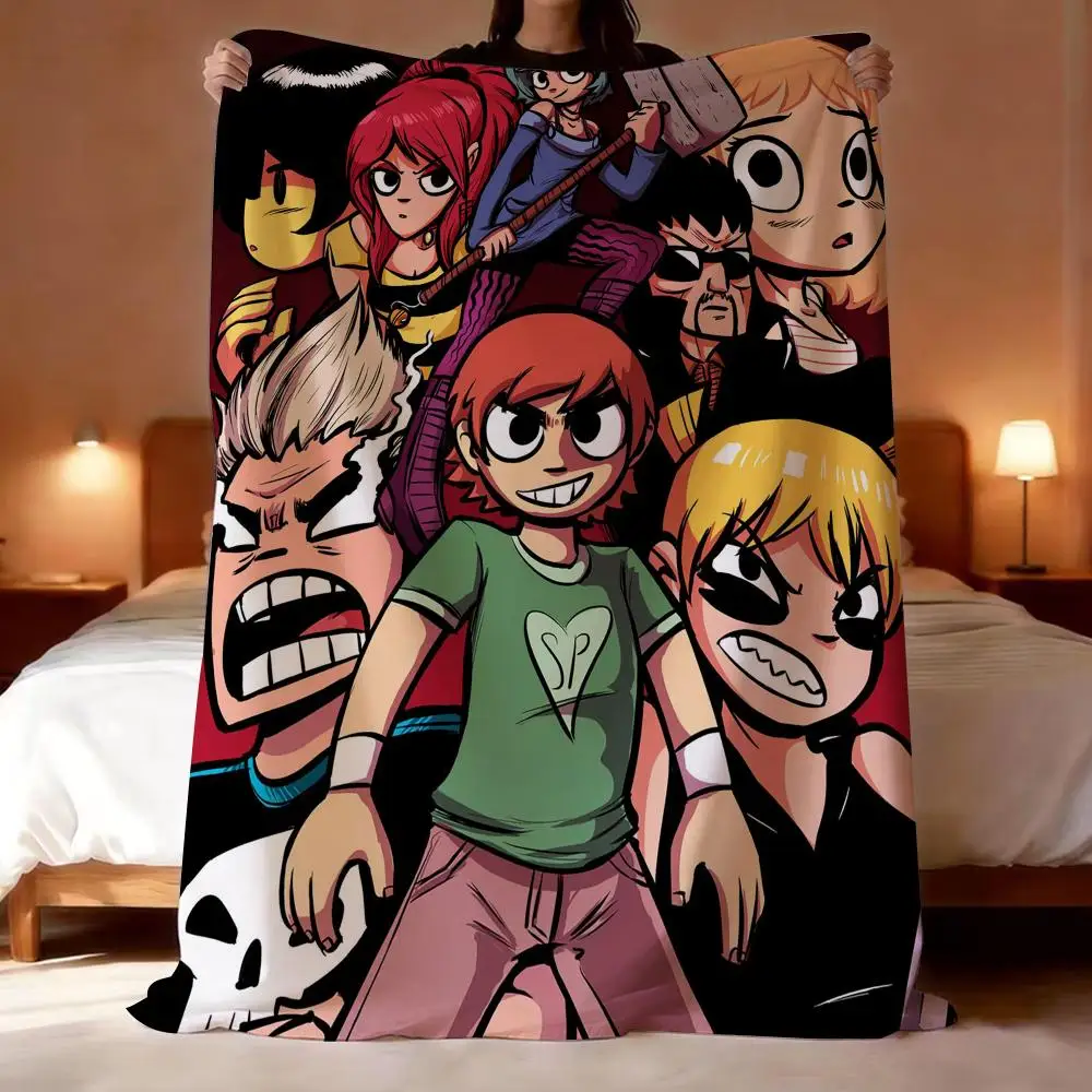 Comic Series Scott Pilgrim Throw Short Plush Throw Blanket Soft Skin-Friendly Multi-Scene Home Office