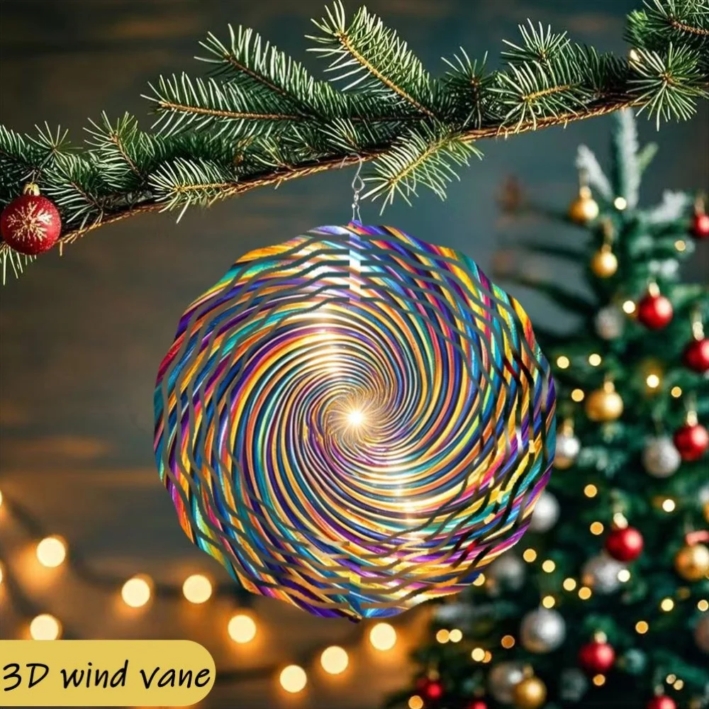 CIFBUY Wind Spinner 3D Kinetic Windmill Colorful Spiral Stripe Design Rotating Hanging Ornament for Garden Patio Outdoor Decor