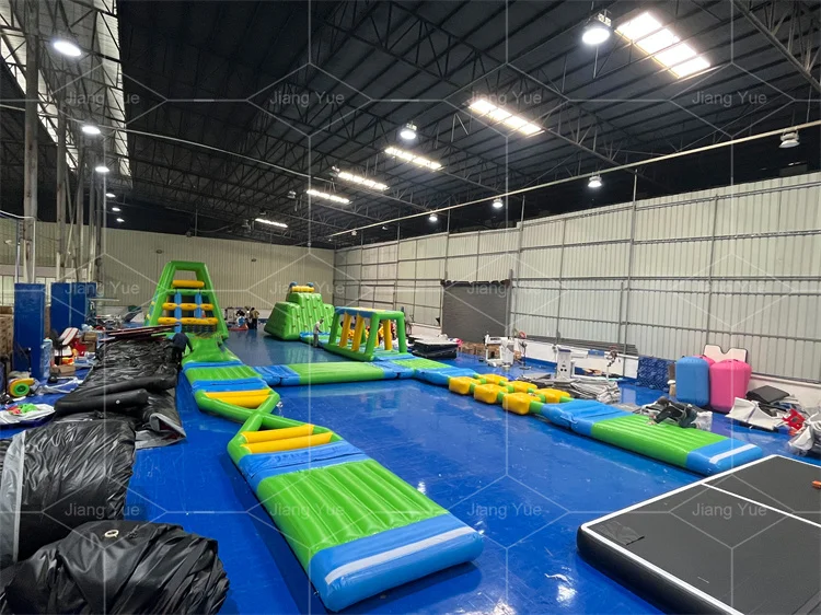 Customized Water Play Metal Frame Swimming Pool Toys Inflatable Floating Obstacle Course Water Park for Kids and Adults
