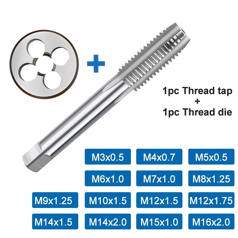 Hampton 2pcs Right Hand Tap And Die Set For Metal HSS Screw Thread Tap Drill Bit M3 M4 M5 M6 M7 M8 M9 M10 M12 M14 M15 Thread Die