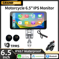 Pantalla inteligente para motocicleta de 6,5 "", CarPlay inalámbrico, Android, soporte extraíble para coche, Monitor Bluetooth portátil IP67 resistente al agua
