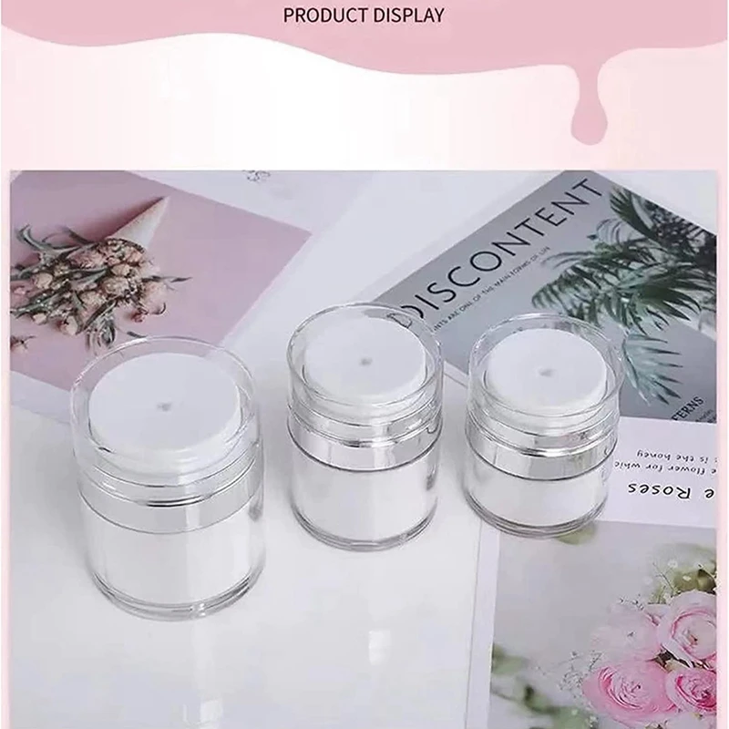 Crème Pot Vacuüm Fles, Luchtloze Pomp Pot Flessen Draagbare Lotion Dispenser, Make-Up Crèmes Reiscontainer 3 Stuks