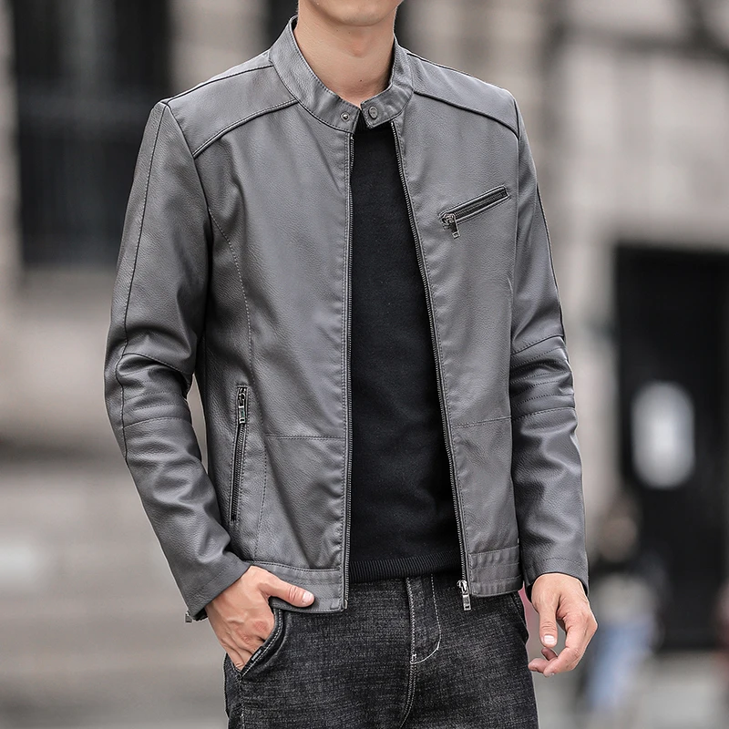 

New Men's Motorcycle Leather Jacket Slim Thin Business Men Trend Leather Jacket Outer Wear Clothing For Male PU Leather Jackets