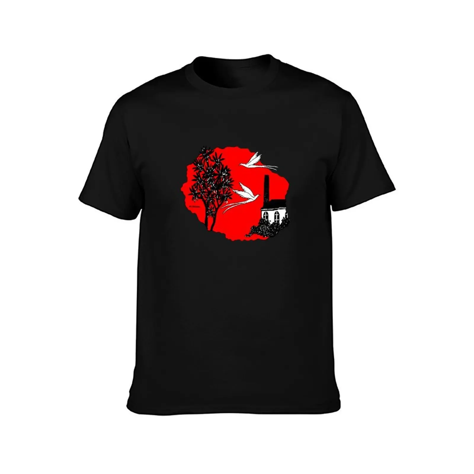 Reunion Island. The old factory in red T-Shirt Basic Short Sleeve for Men T-Shirt