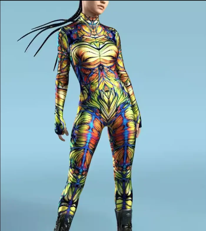 

Printed Biochemical Female Warrior Halloween Stage Costume Ethnic Style Colored Painting