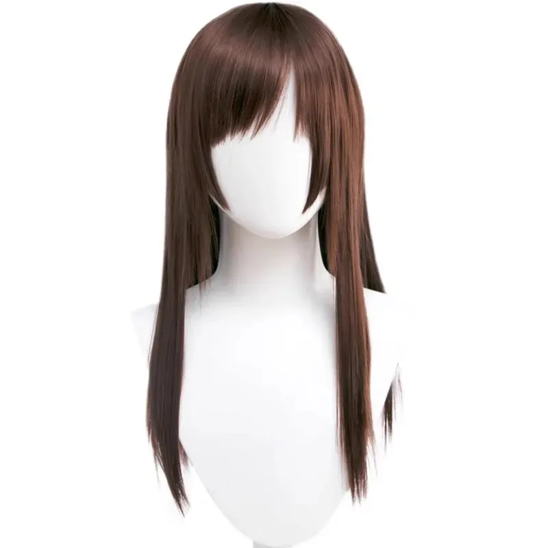 qq3460cm ريكا أوريموتو الاصطناعية بني داكن طويل مستقيم تأثيري أنيمي شعر مستعار مقاومة للحرارة الشعر حفلة الهالوين واي فاي