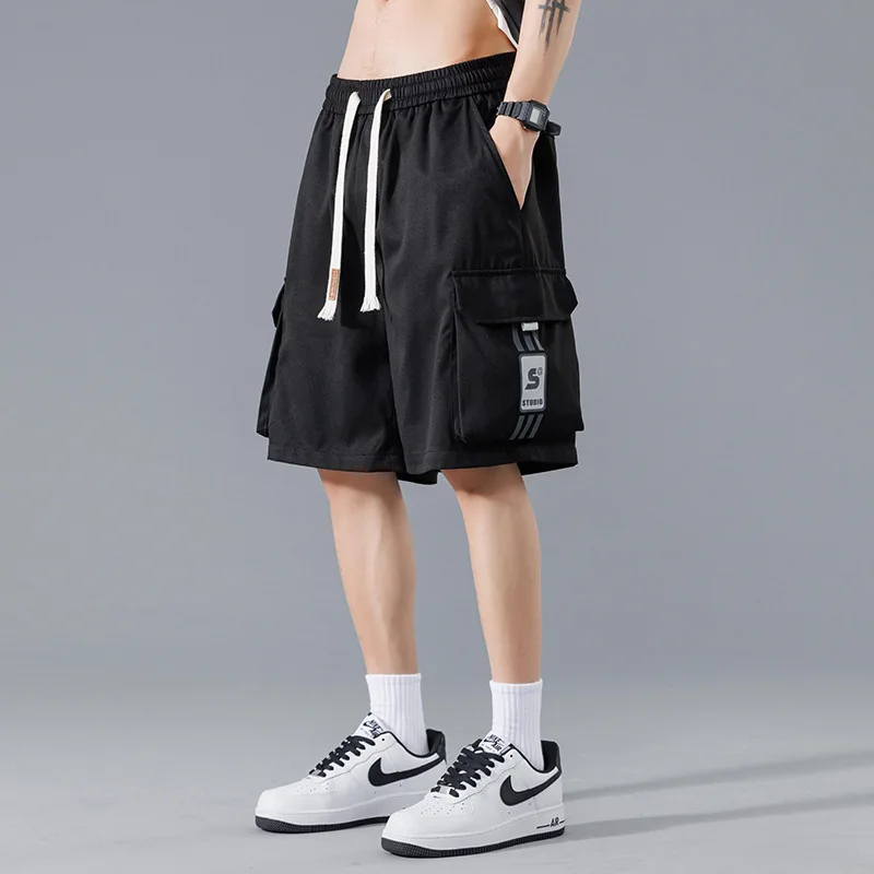 Moda nova marca de trabalho shorts para homem no verão fino roupas esportivas para casual masculino cinco pontos meados de calças carga shorts masculinos homem