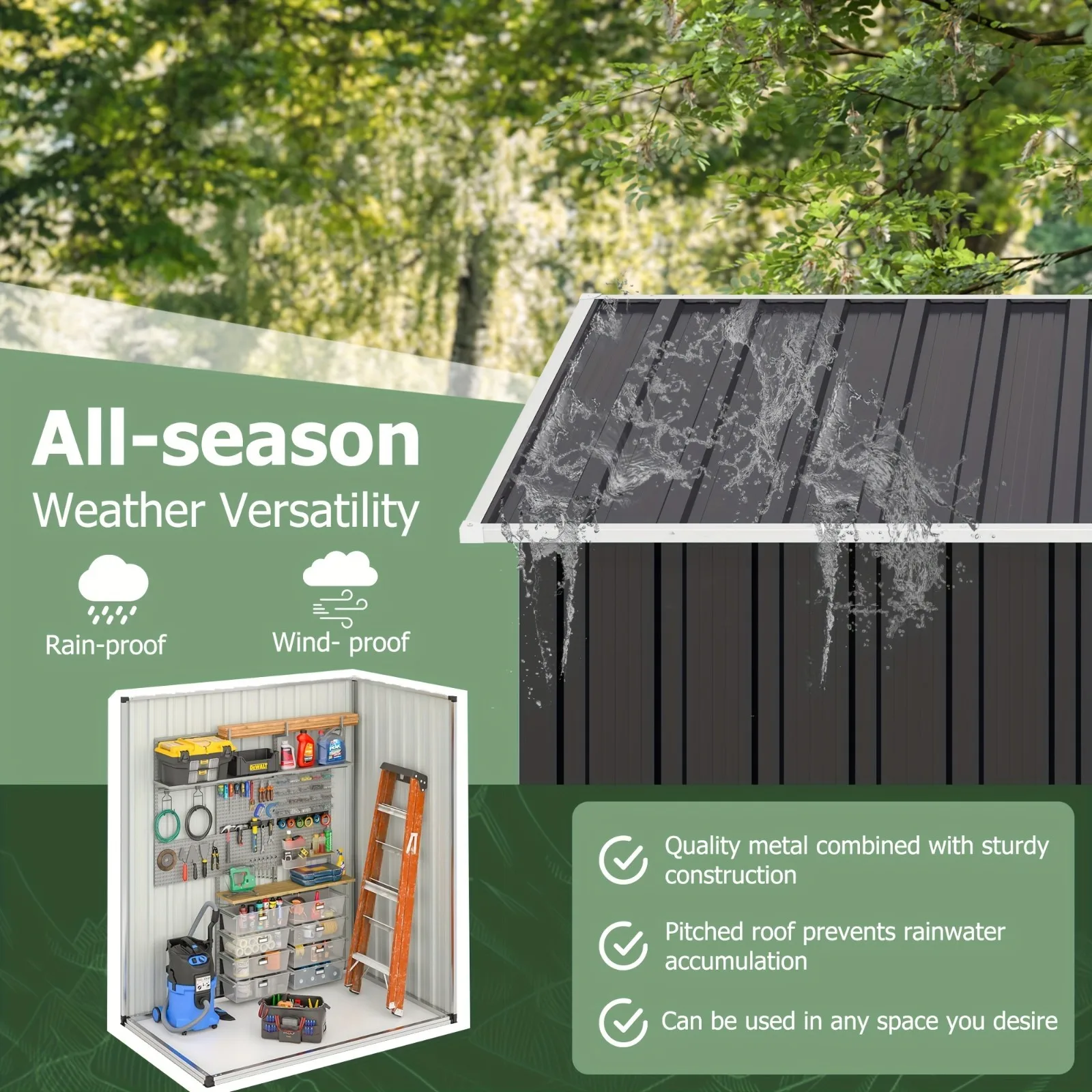 Metal Storage Shed Outdoor Lockable Tool Sheds for Backyard Garden
