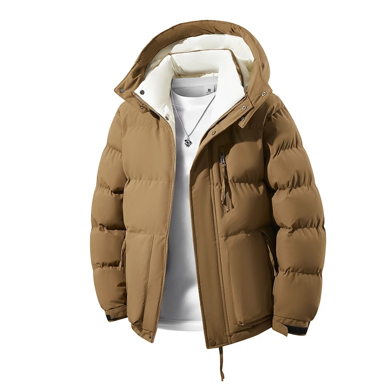 Men Plus Size Hooded Cotton Coat L-8XL Winter Thickened Warm Puffer Jacket for Big Tall Guys 140kg Casual Versatile Trendy Style