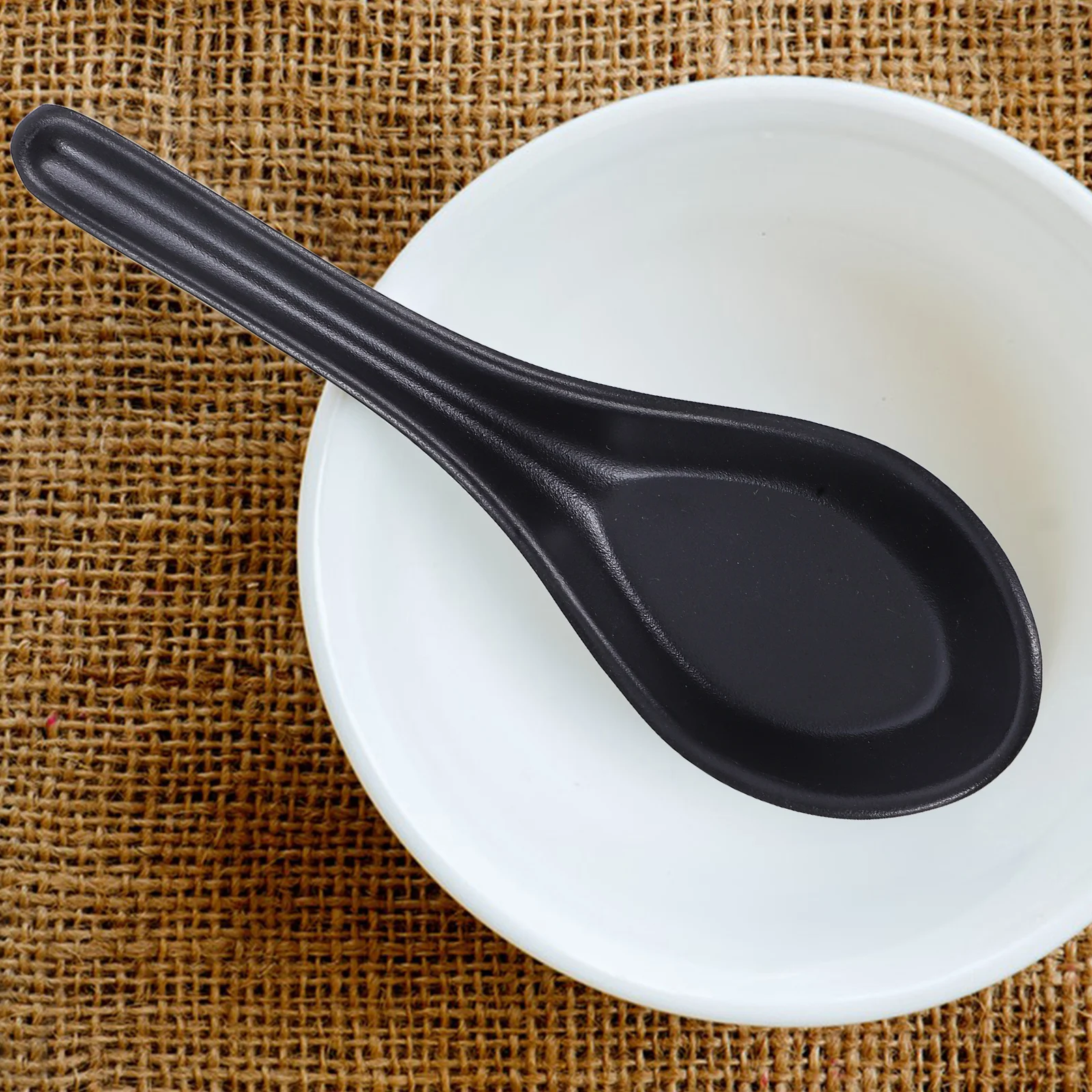 

12pcs Black Matte Melamine Spoons Creative Design Soup Spoons Kitchenware Easy Clean Portable Lightweight Home Outdoor Travel