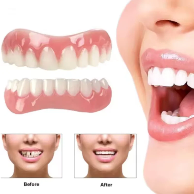 Silicone Simulated Upper and Lower Teeth Braces Soft Dentures Whitening Stickers Smiling Dentures Dental Care Braces