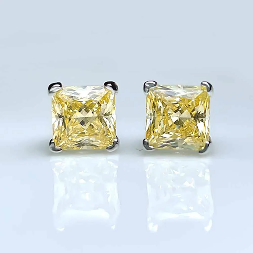 

Classic 1-carat high carbon diamond earrings are fashionable, high-end, and simple. Princess Square 6 * 6m ice flower cut earrin