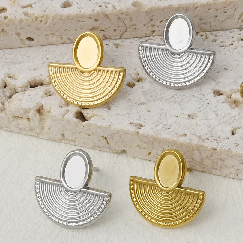 2/4Pcs Irregular Geometry Sector Earring Oval Gloss Everyday Joker Earrings Semicircular Design Sense Enamel Jewelry No Fading