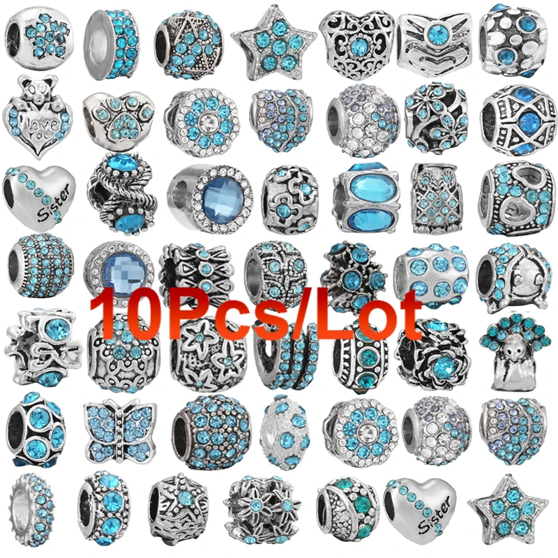 10 teile/los himmelblau Seestern Einhorn Charms Perlen Anhänger passen DIY Armbänder Armreifen für Frauen Freundin Schmuck machen Großhandel