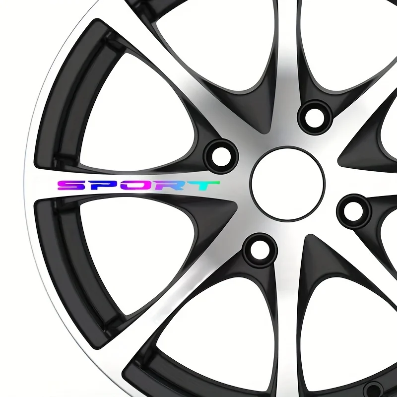 4 قطعة/المجموعة ملصقات السيارات الرياضية المتدرجة قزحي الألوان تصميم لاصق الشارات لديكور عجلة السيارة المحمول #4