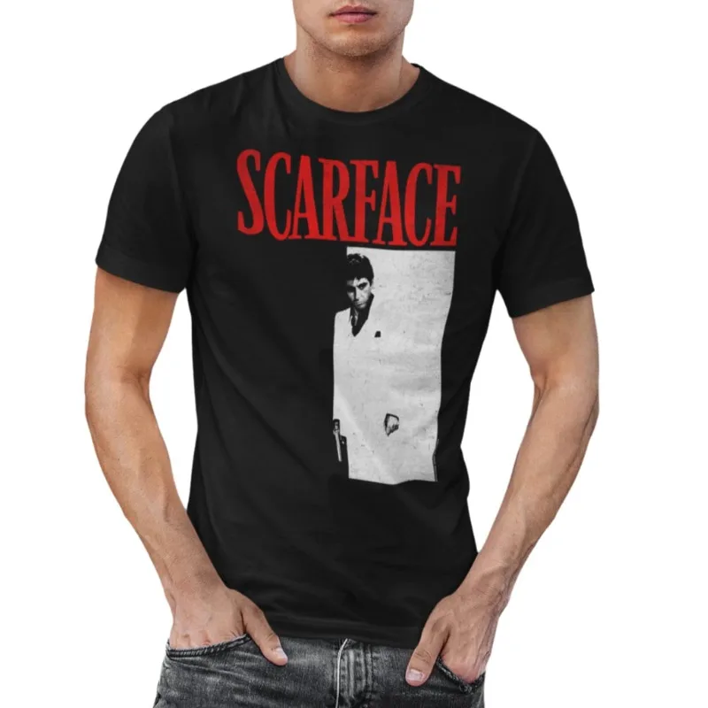 Men's Summer New Classic Gangster Movie Scarface Movie Pattern Short Sleeve Casual Street Wear Loose Edition T-shirt