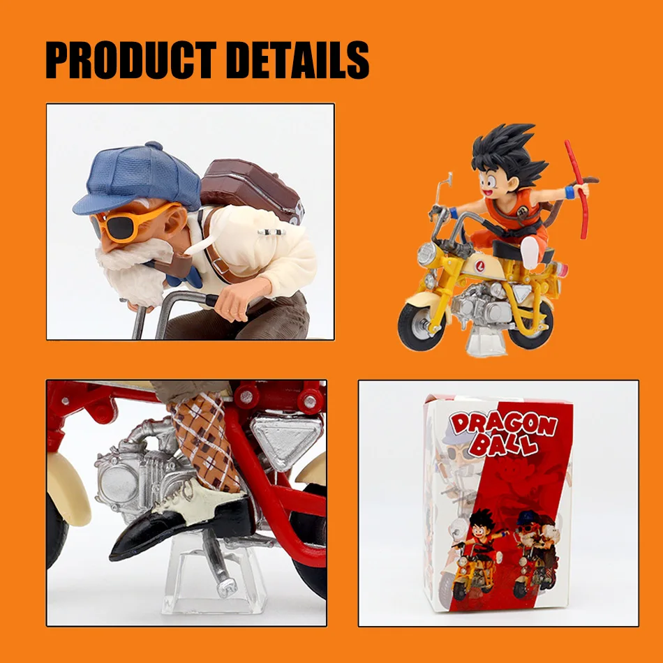 Anime Dragon Ball Z Anime Figure Son Goku Master Roshi Locomotives PVC Action Kame Sennin Motorcycle Toys Model Collector Gifts