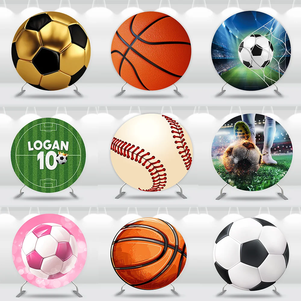 Football round Backdrop Cover for Boy's Birthday Soccer Spor