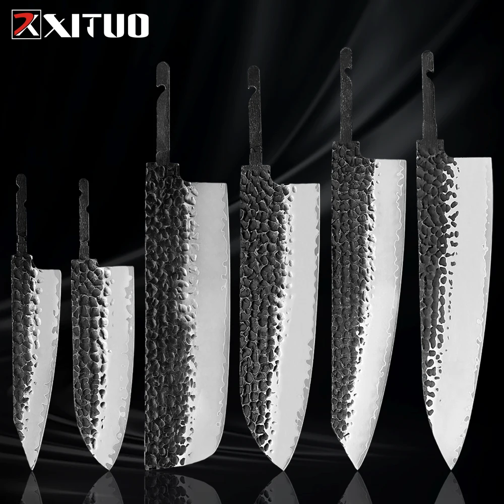 XITUO Japanese Kitchen Knife Blade Blank Handmade Forged 3-layer composite clad steel knife Custom Chef Knife Making DIY Knives