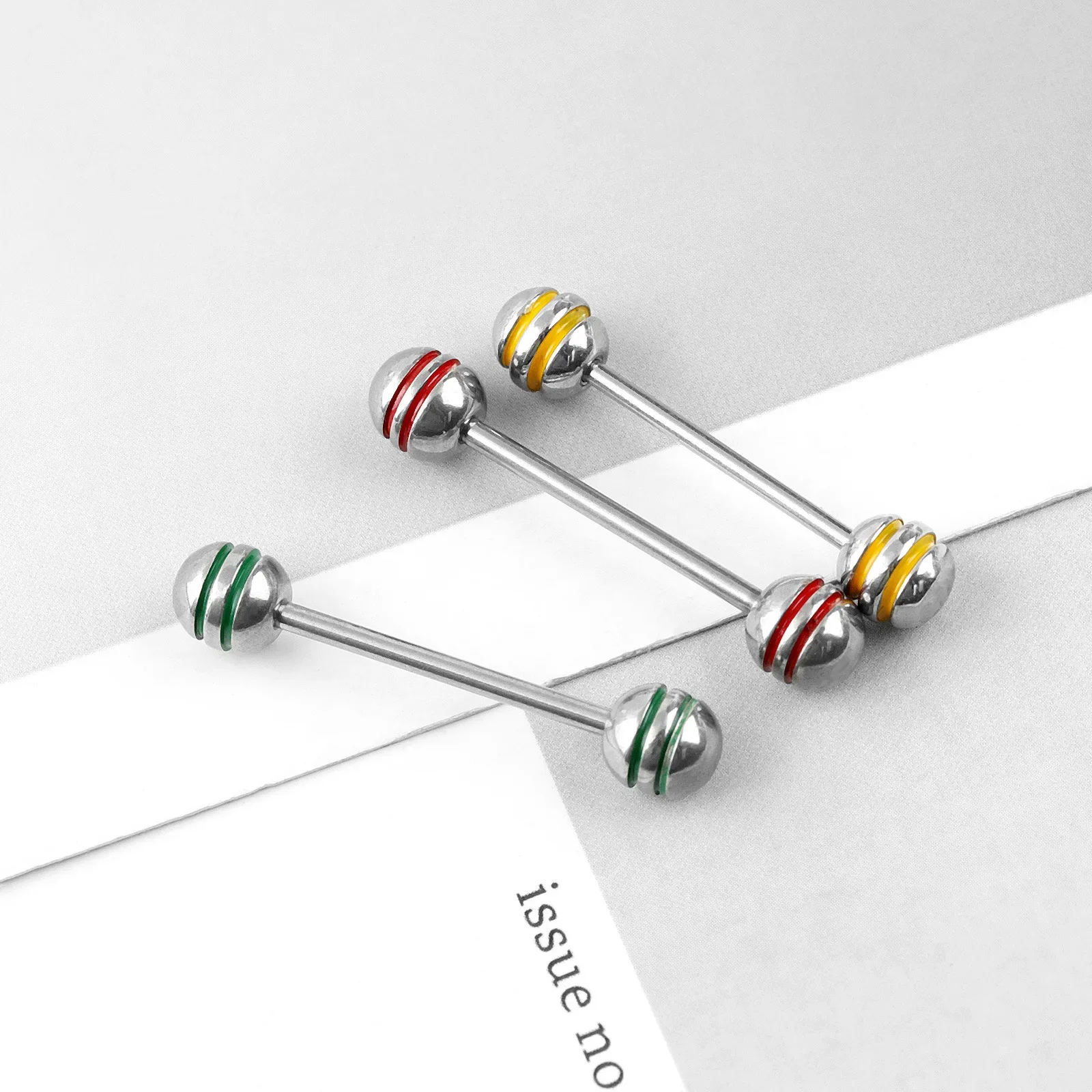 ثقب لسان من الفولاذ المقاوم للصدأ ، مسمار لسان ، حلقة حليب ، دمبلل ، كرة مزدوجة ، حلقة حلمة ، مجوهرات ثقب جسم الإنسان ، جديدة