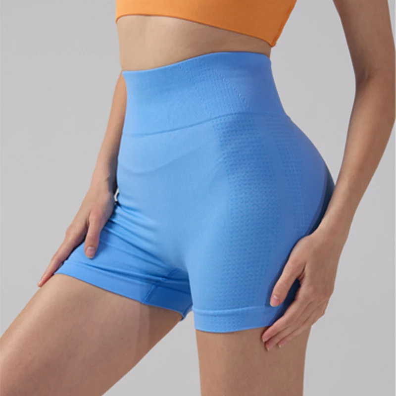 Waist Yoga Sport Shorts for Women,Peach Hip Sport Tights Triple Biker Workout Gym Clothing Seamless Shorts