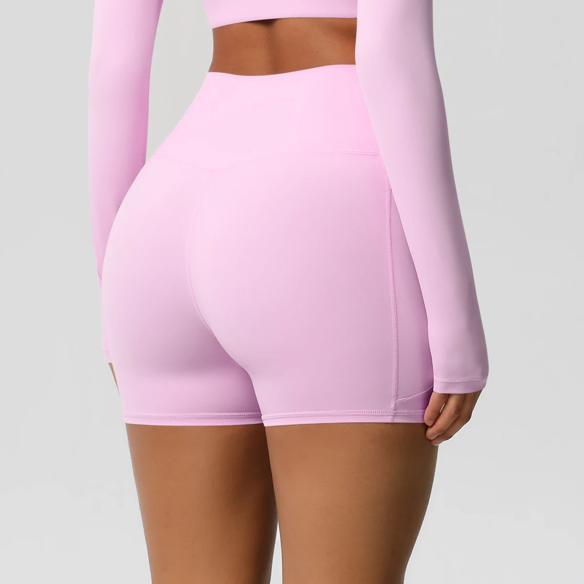 Solid Color Yoga Pants With Pockets Quick Drying High Waisted Gym Push Up Yoga Shorts for Woman Breathable Workout Fitness Short image 5