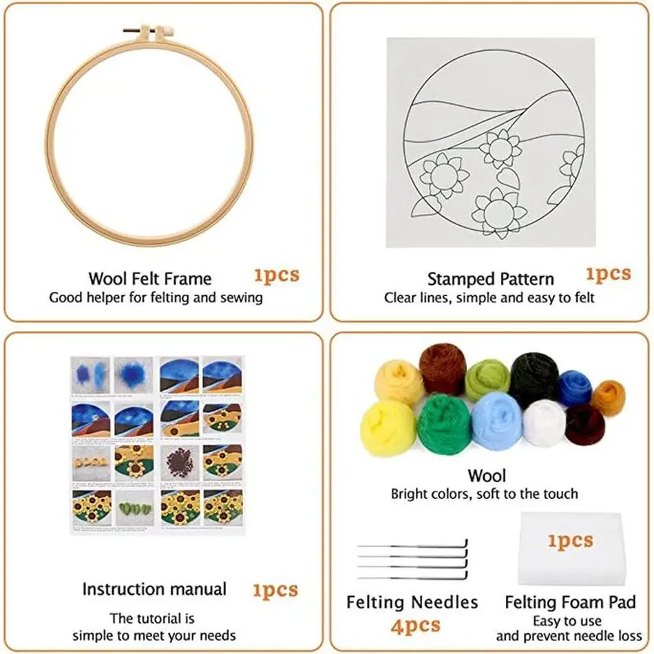 DIY Wool Felting Kit for Beginners, Complete Set