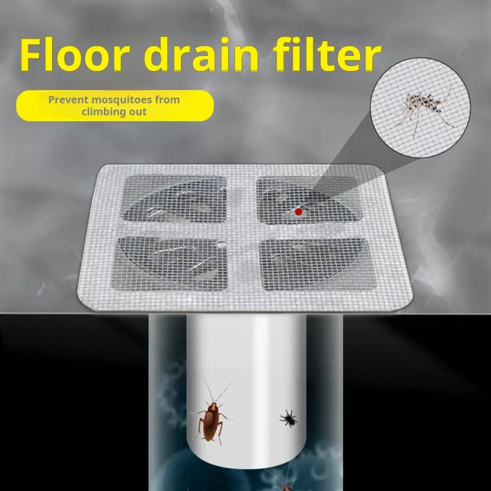 30Pcs 10*10cm Square Floor Drain Sticker Disposable Hair Catcher Mesh Bathroom Kitchen Sink Laundry Prevent Clogs Hair Stopper