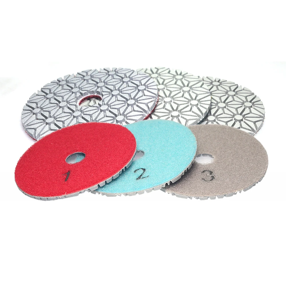 

3 шт./упак. 3-ступенчатые полировальные подушечки для влажного камня, вал 6 мм, держатель сверла для мрамора, гранита, керамической шлифовки поверхности