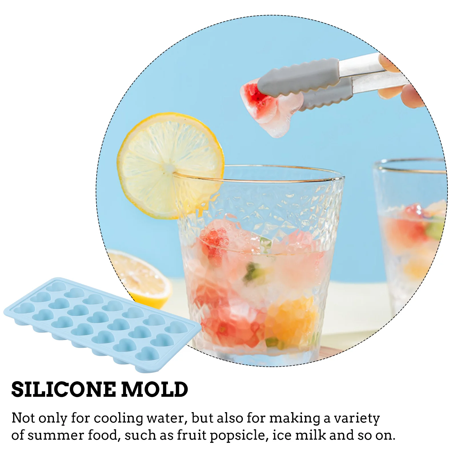 

21 Grid Heart Shaped Ice Cube Mold DIY Tray Lid Odor Filling Craft Resistant Wear Deformation Ice Cube Mold