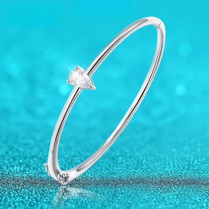 NASIA1CT Pear Cut Moissanite Bangles for Women 100% S925 Solid Silver Lab Diamond Bracelets Birthday Gift Jewelry 2026