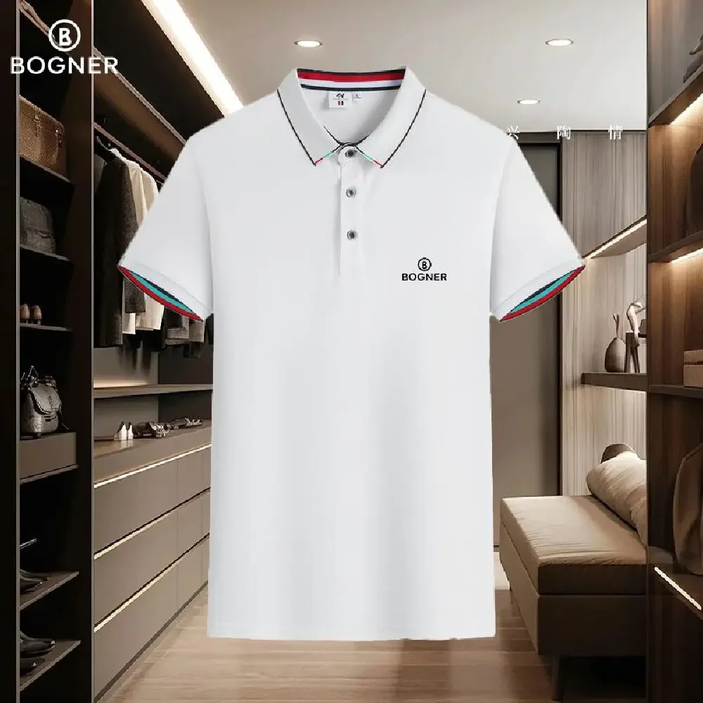 

2025 Summer new men's polo shirt short sleeved lapel button T-shirt men's casual street wear lightweight jogging top